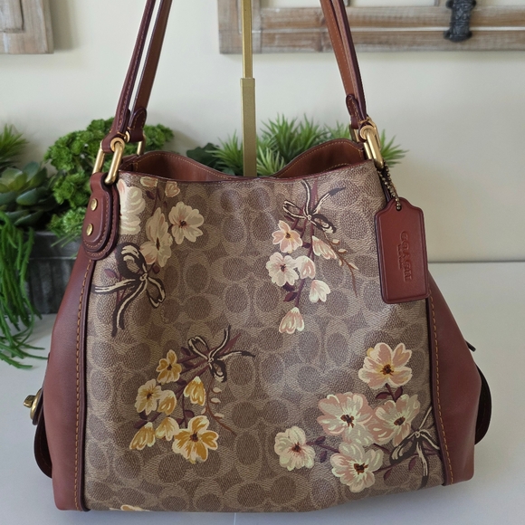 Coach Edie 31 Prairie Floral Signature Canvas/Leather Trim - Picture 11 of 16